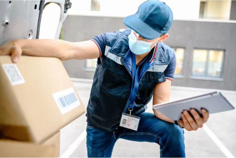 man working on delivering parcels