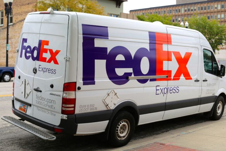 fedex van on the street