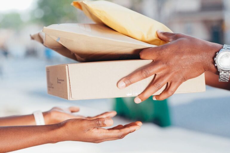 Parcels being handover to someone